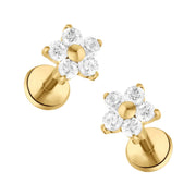 Icy Dahlia Flat Back Stud