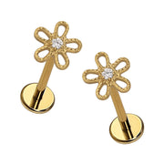 Frosted Daisy Flat Back Stud