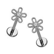 Frosted Daisy Flat Back Stud