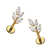 Frozen Leaf Flat Back Stud