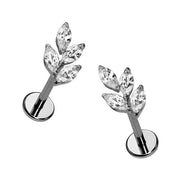 Frozen Leaf Flat Back Stud