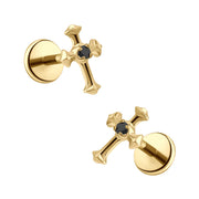Gothic Cross Flat Back Stud