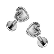 Pillow Heart Flat Back Stud