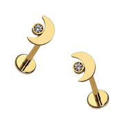 Zirconia Moon Flat Back Stud