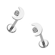 Zirconia Moon Flat Back Stud