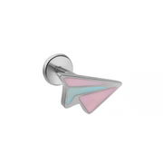 Paper Airplane Enamel Flat Back Stud