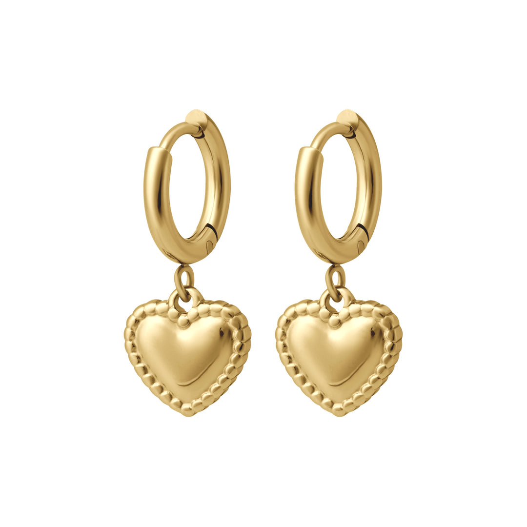 Pillow Heart Charm Hoops
