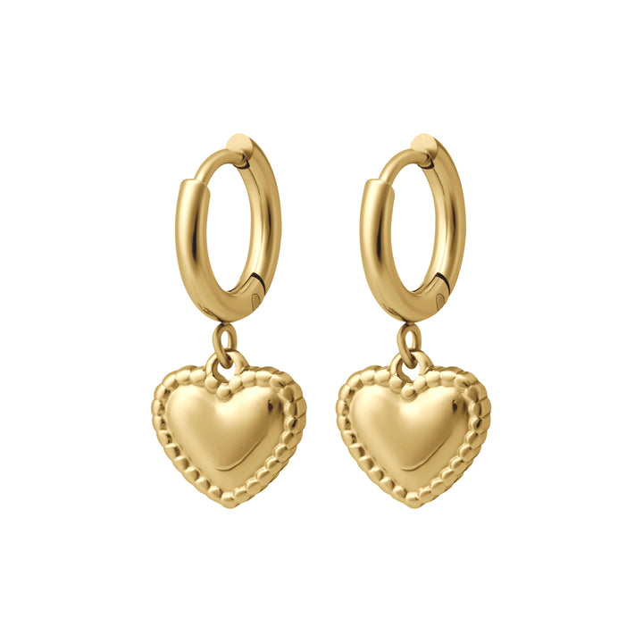 Pillow Heart Charm Hoops