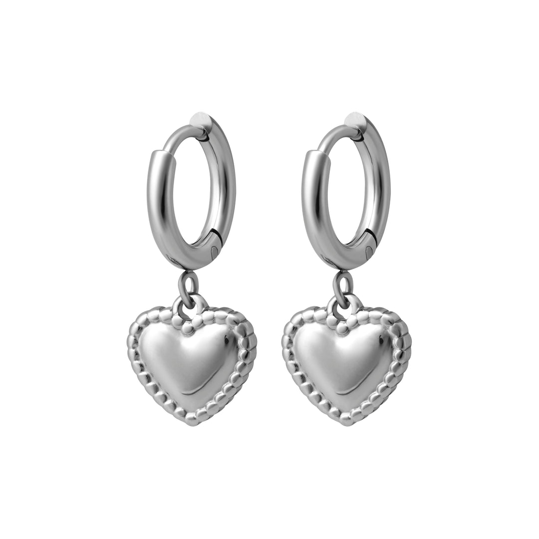 Pillow Heart Charm Hoops