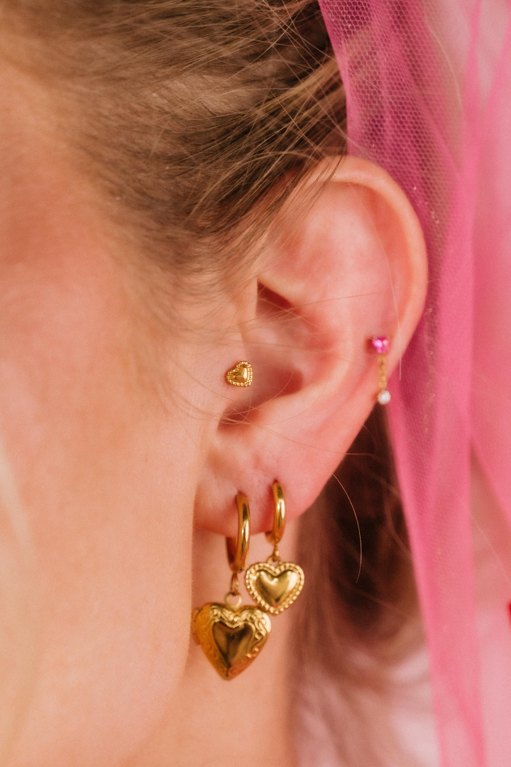 Pillow Heart Flat Back Stud