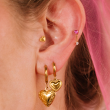 Pillow Heart Charm Hoops