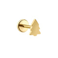 Gold tree-shaped flat back stud earring on a white background