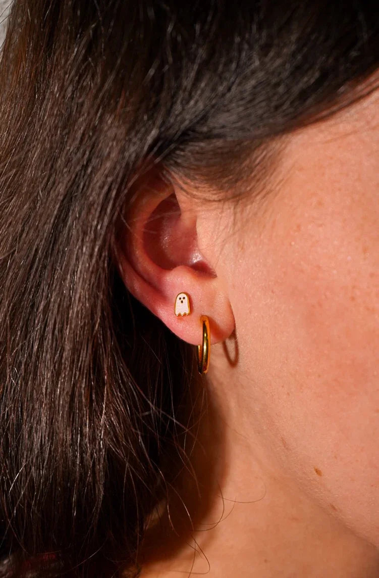 Pink Ghost Enamel Flat Back Stud