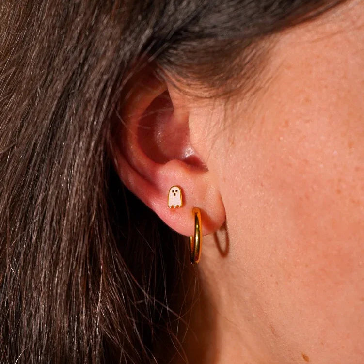 Pink Ghost Enamel Flat Back Stud