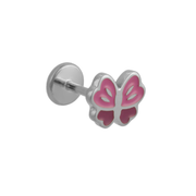 Pink Butterfly Enamel Flat Back Stud