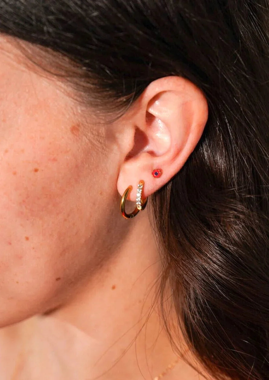 Dark Pink Enamel Daisy Flat Back Stud