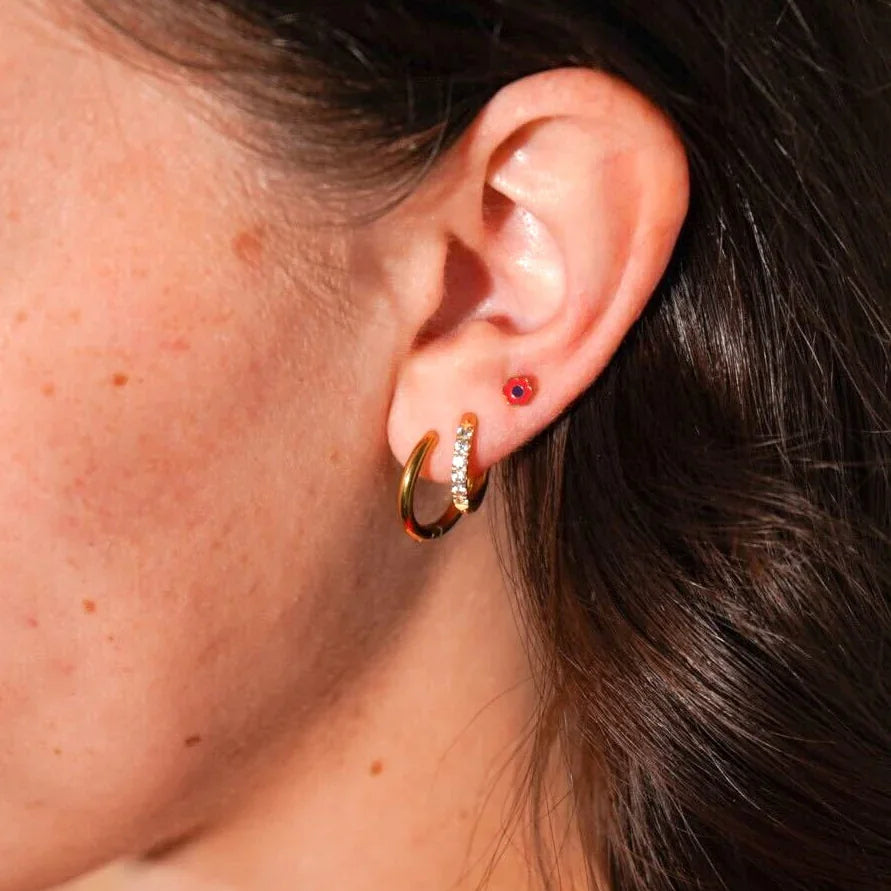 Dark Pink Enamel Daisy Flat Back Stud
