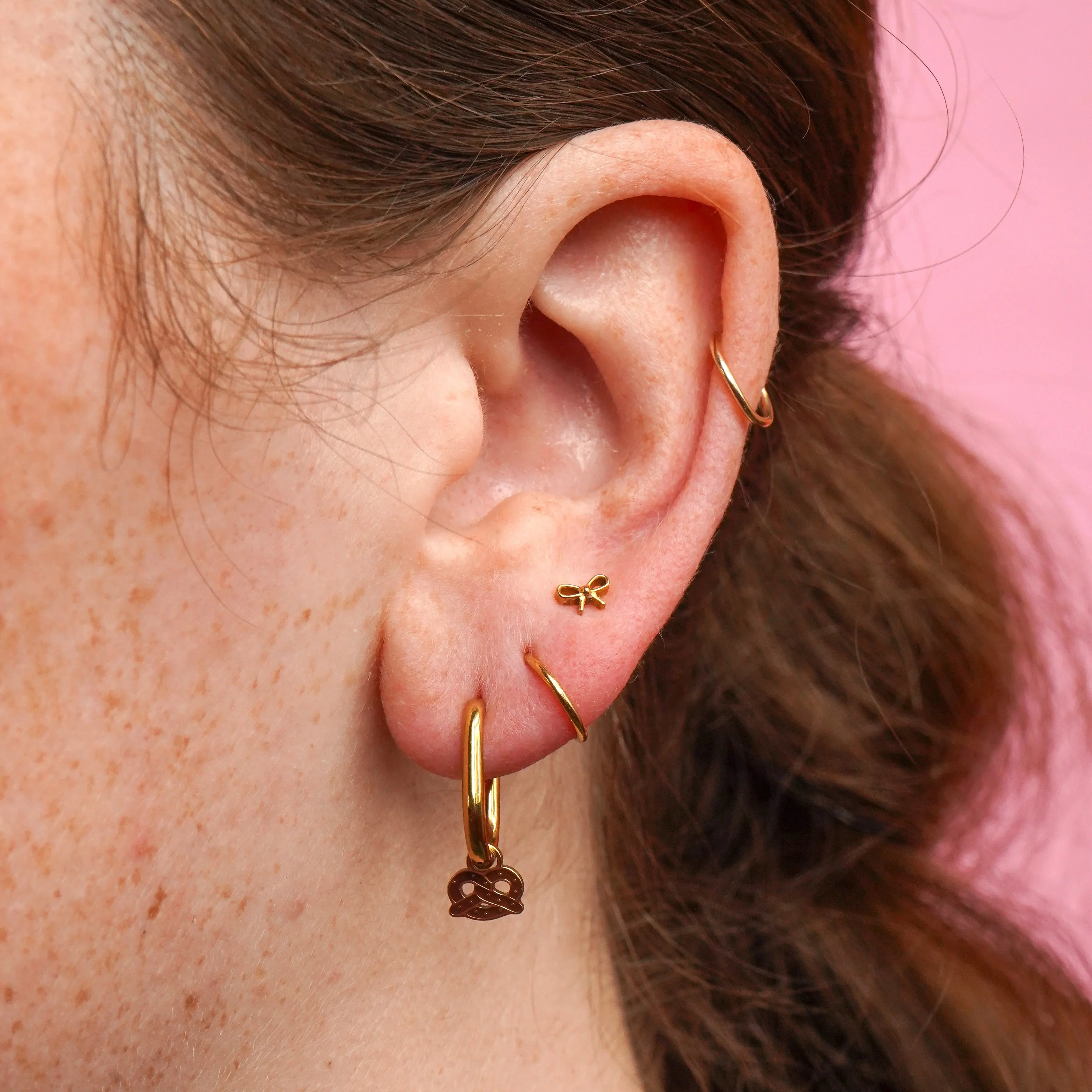 Toasted Pretzel Enamel Hoop Charm