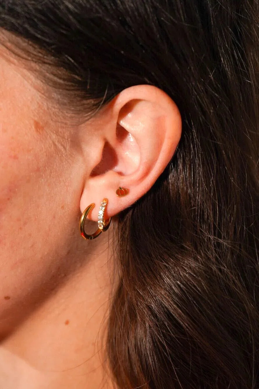 Fall Pumpkin Enamel Flat Back Stud