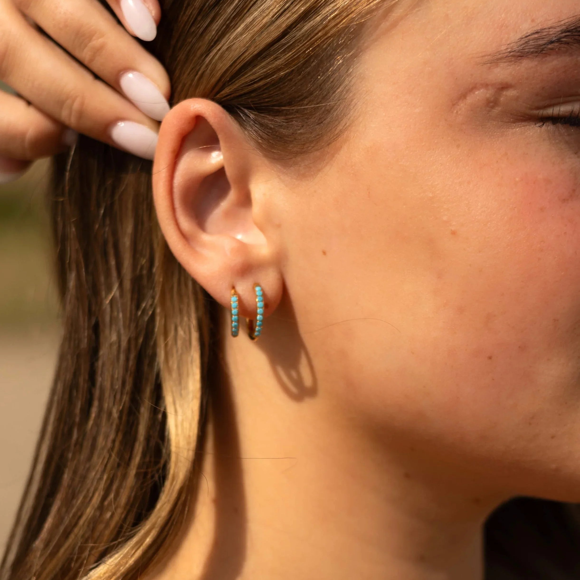 Blue Lagoon Titanium Celestial Hoops