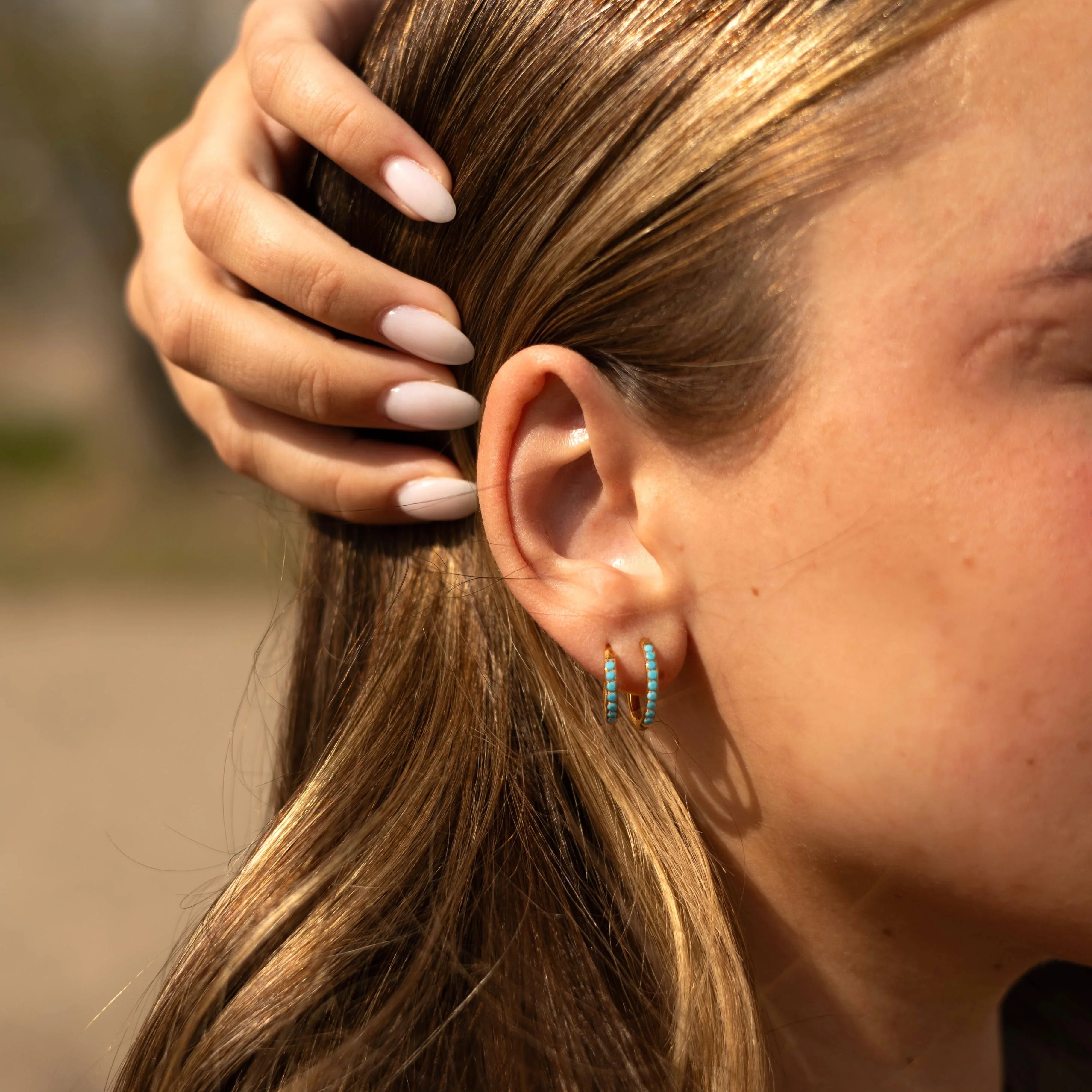Blue Lagoon Titanium Celestial Hoops