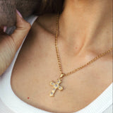 Ornate Zirconia Cross Necklace