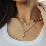 Ornate Zirconia Cross Necklace