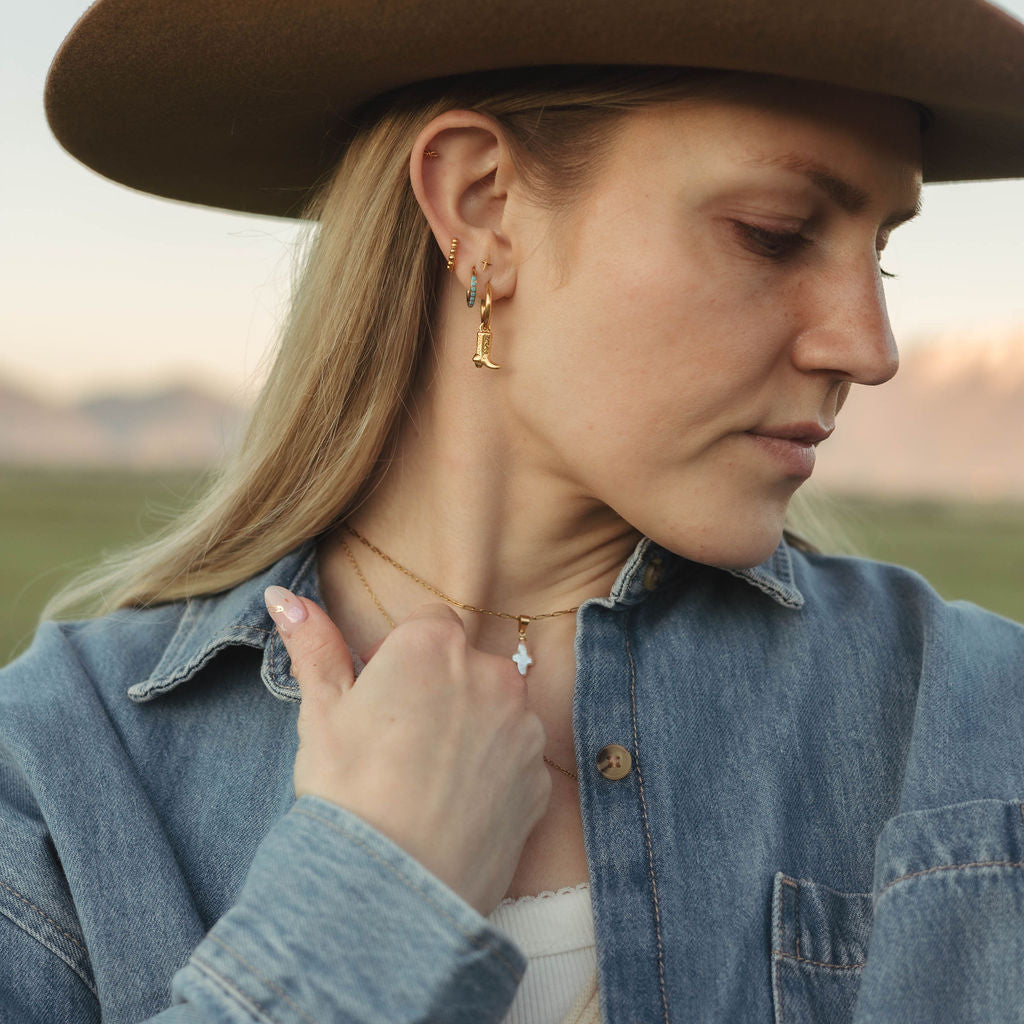 Cowgirl Boot Charm Hoops