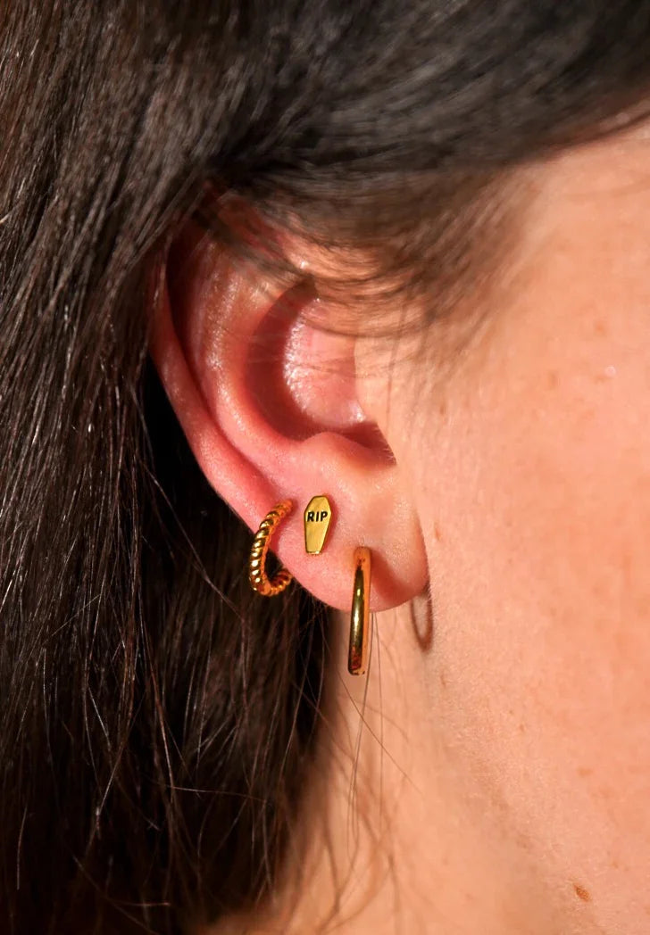 RIP Coffin Enamel Flat Back Stud