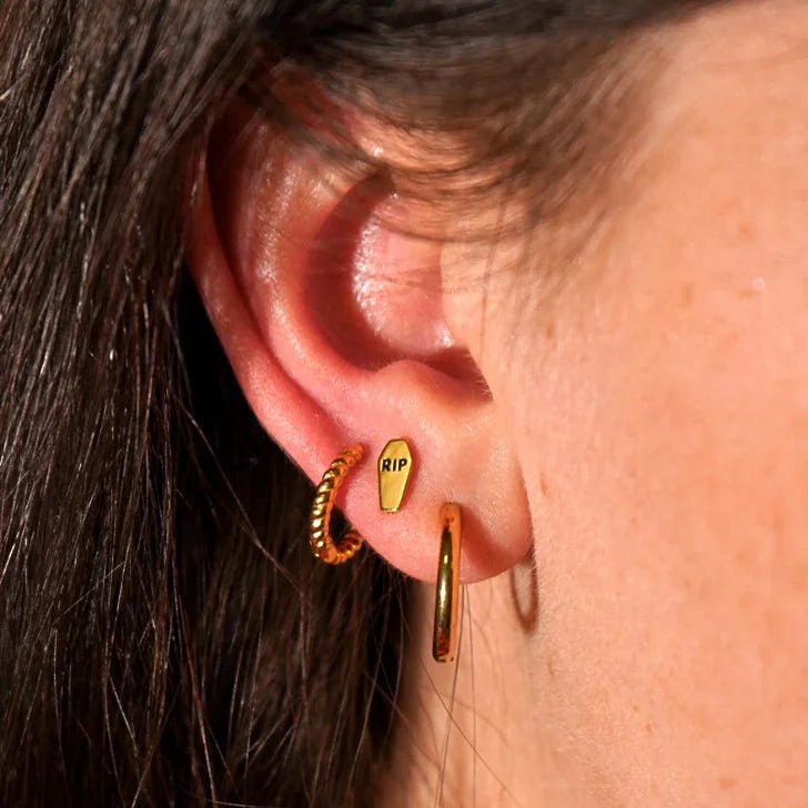 RIP Coffin Enamel Flat Back Stud