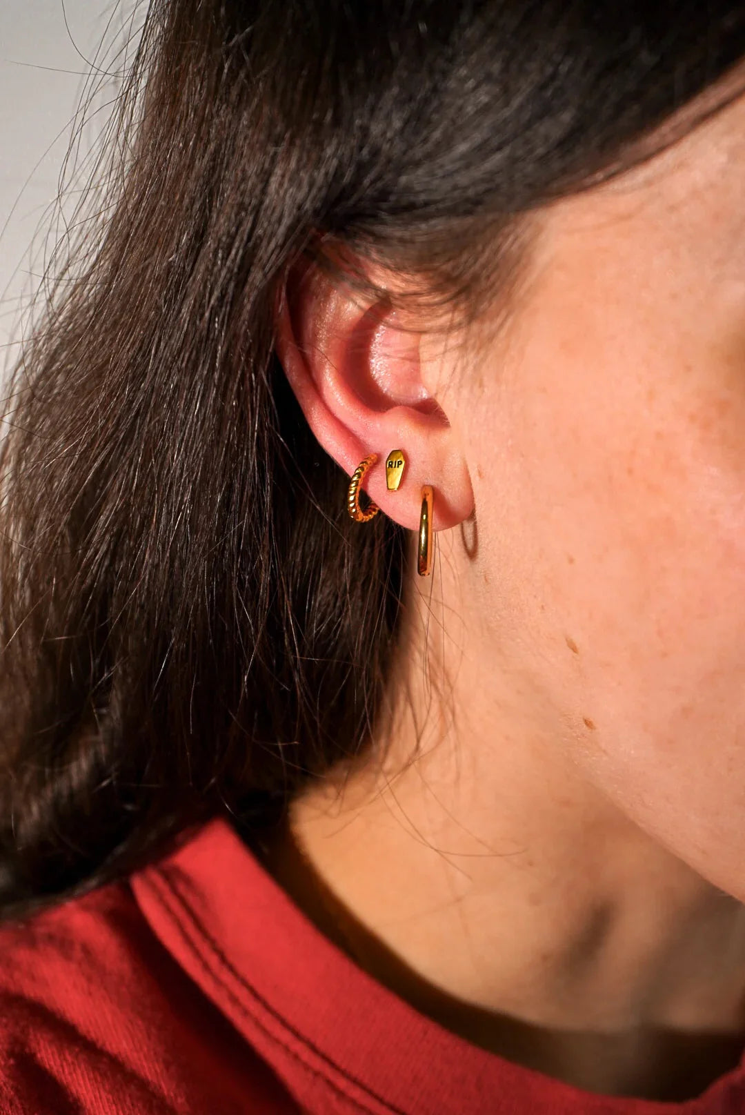 RIP Coffin Enamel Flat Back Stud