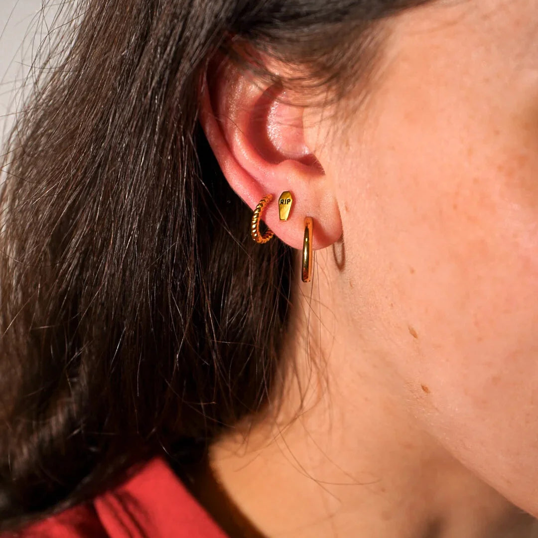RIP Coffin Enamel Flat Back Stud