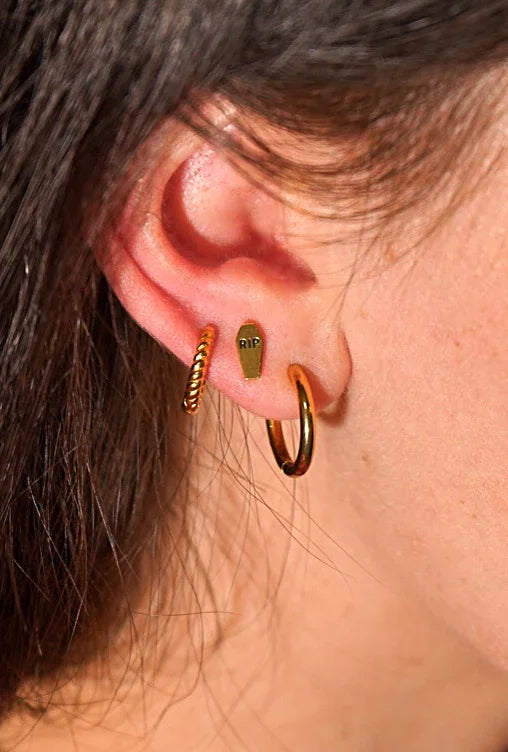 RIP Coffin Enamel Flat Back Stud