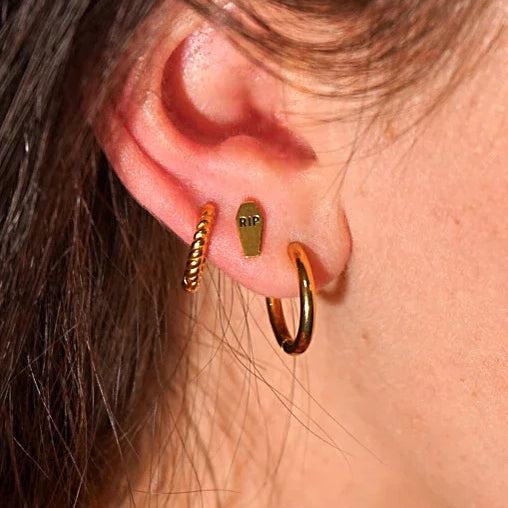 RIP Coffin Enamel Flat Back Stud