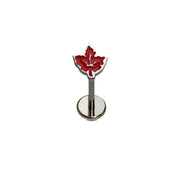 Fall Leaf Enamel Flat Back Stud - Red