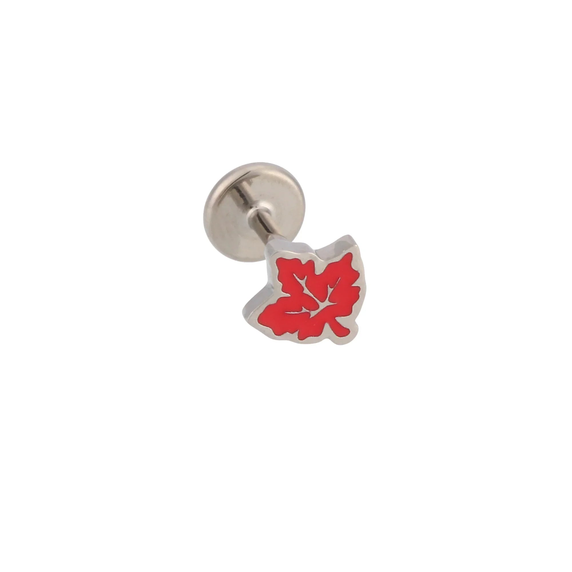 Fall Leaf Enamel Flat Back Stud - Red