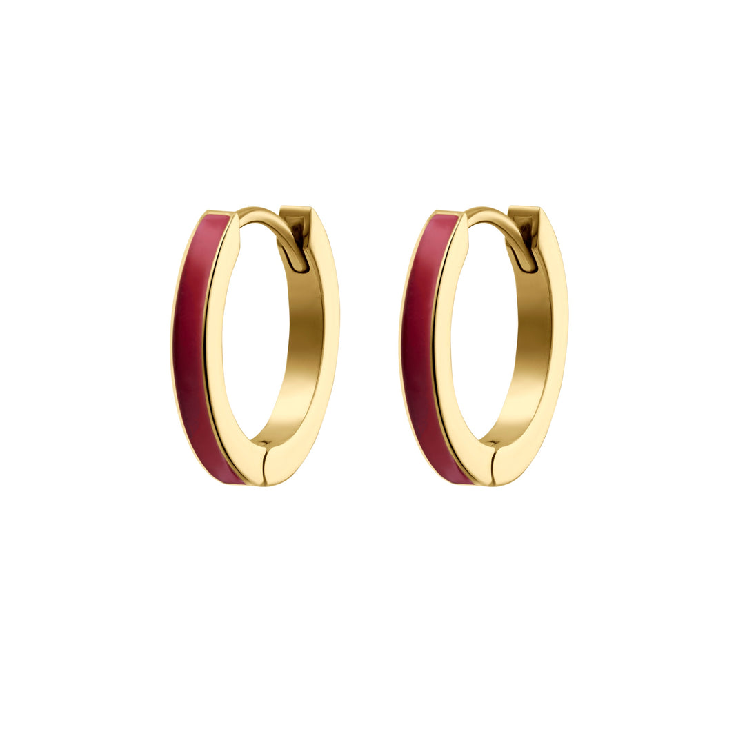 Red Stripe Enamel Titanium Hoops