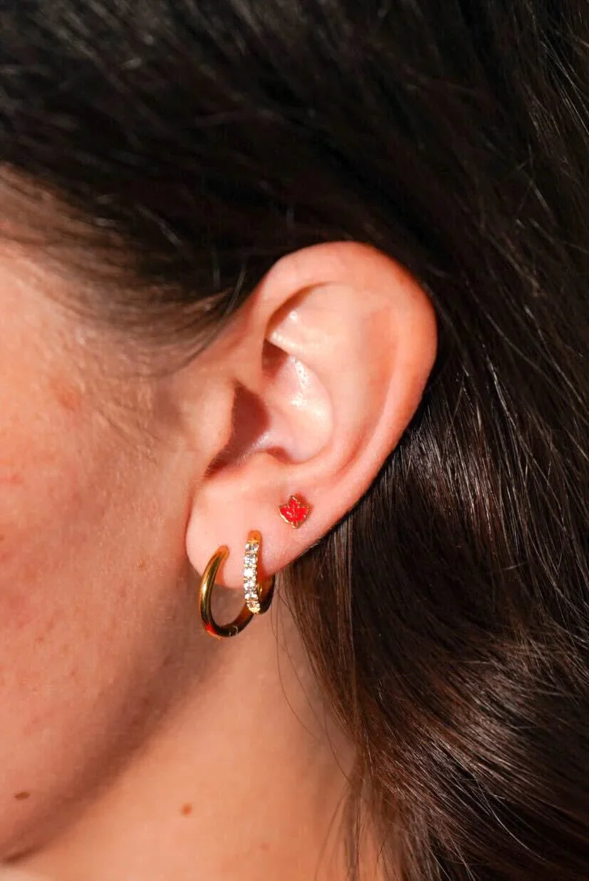 Fall Leaf Enamel Flat Back Stud - Red