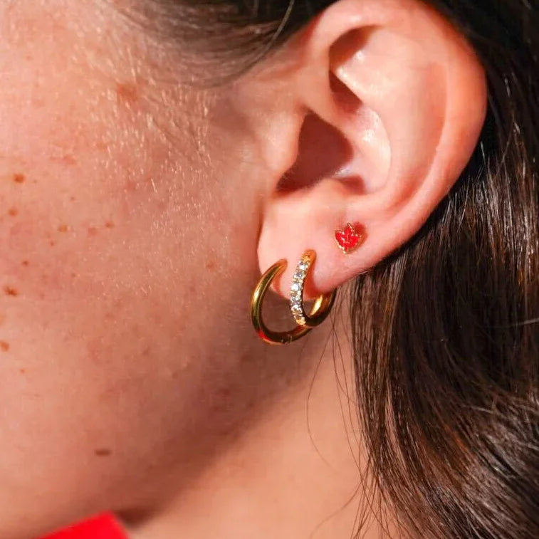 Fall Leaf Enamel Flat Back Stud - Red