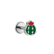 Barrel Cactus Enamel Flat Back Stud