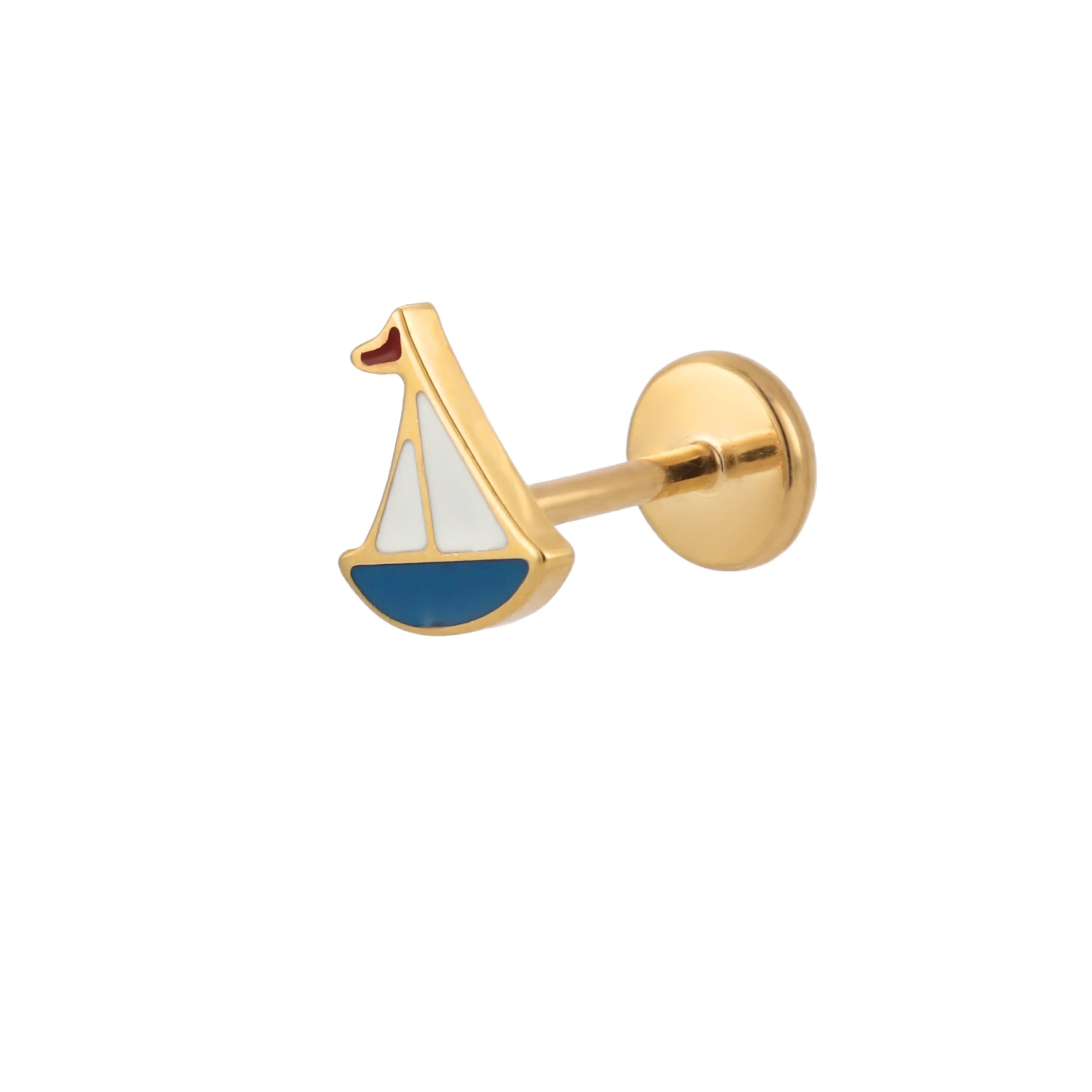 Sailboat Enamel Flat Back Stud