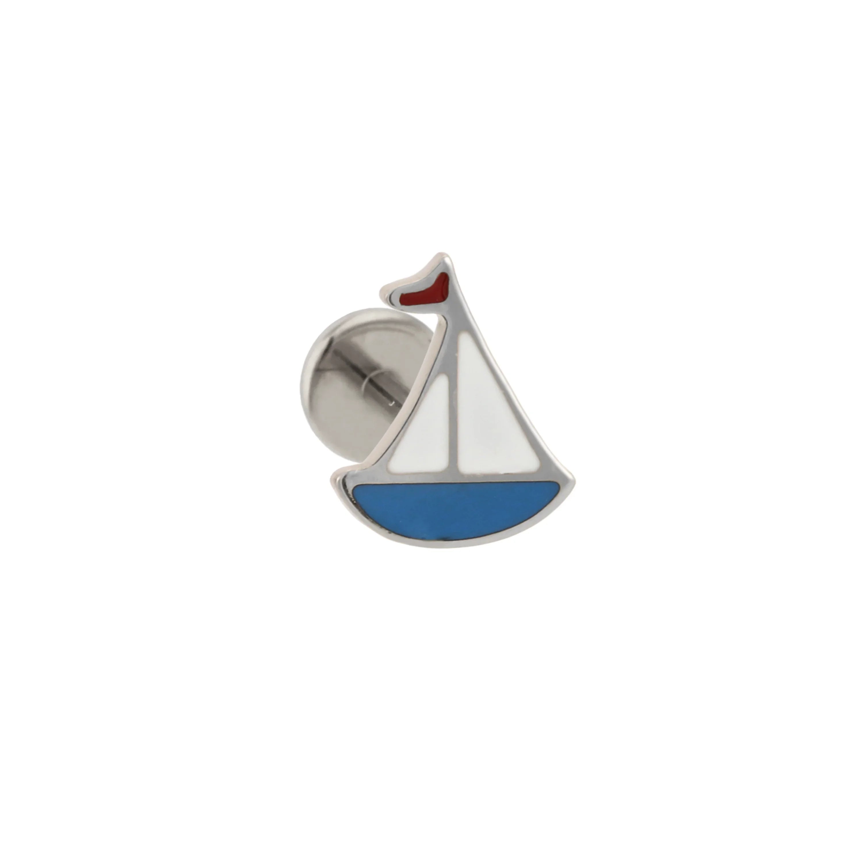 Sailboat Enamel Flat Back Stud