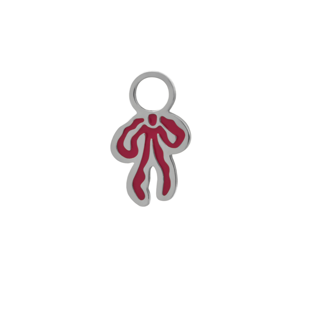 Scarlet Bow Enamel Hoop Charm