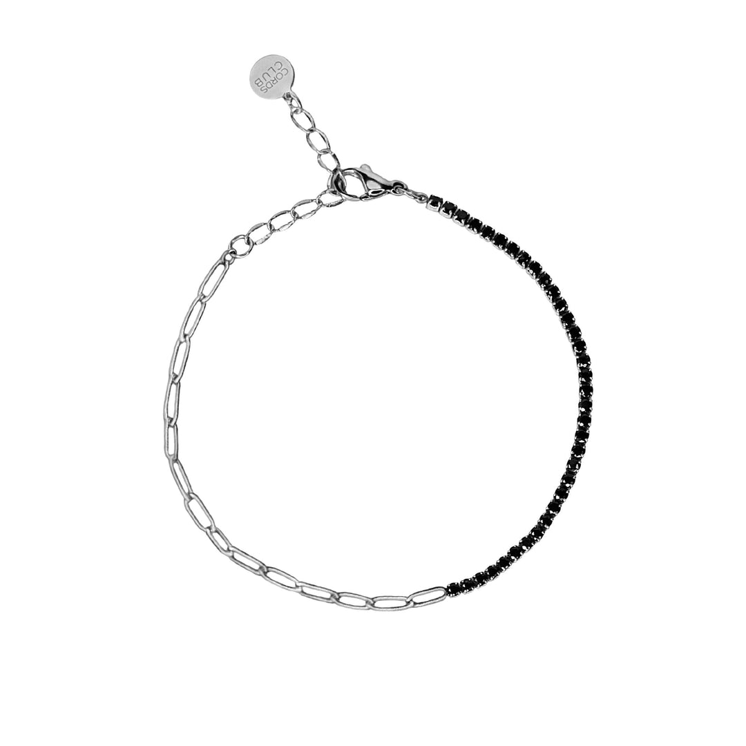 Onyx Tennis Paperclip Hybrid Bracelet