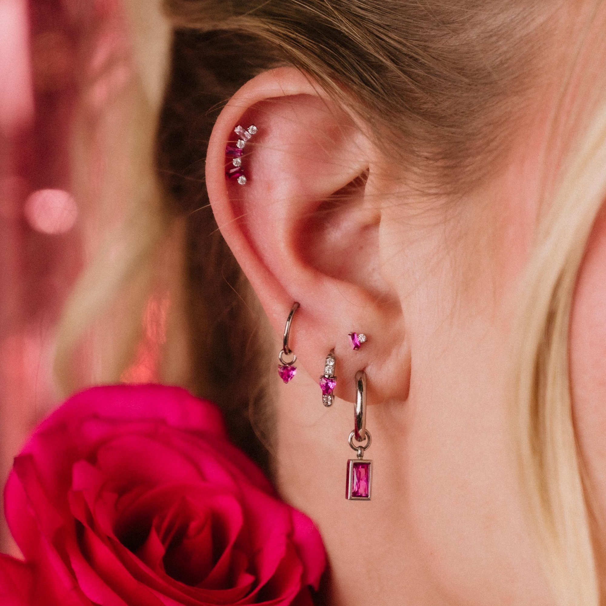 Mira Flat Back Stud - Pink