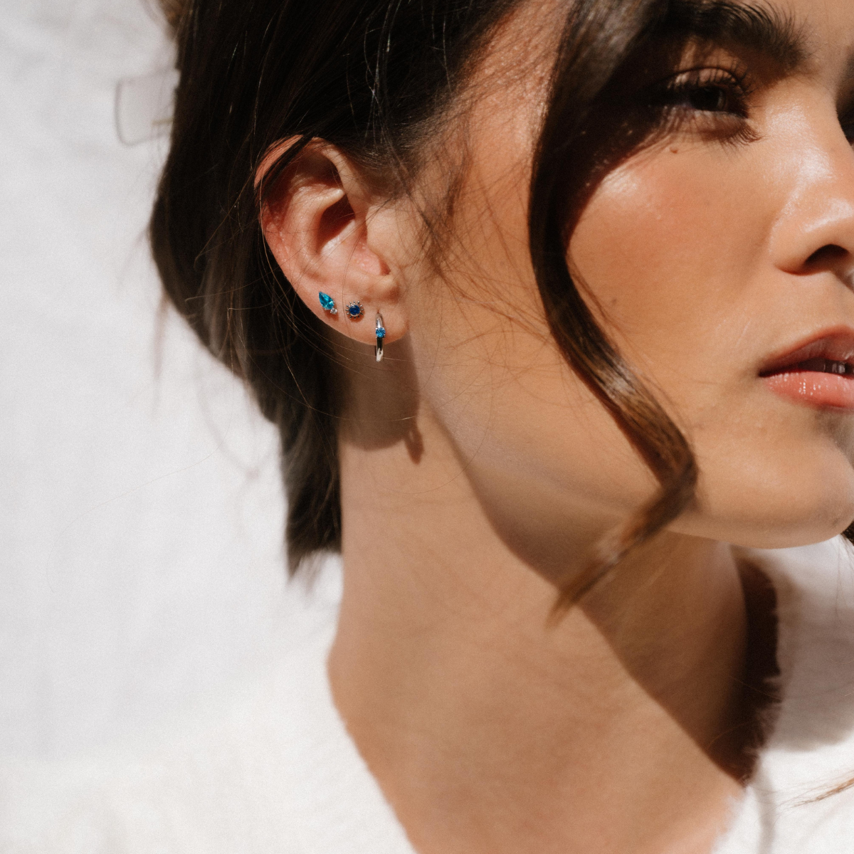 Solar Halo Flat Back Stud - Sapphire