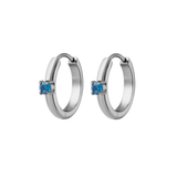 Titanium Solitaire Hoops - Storm Blue
