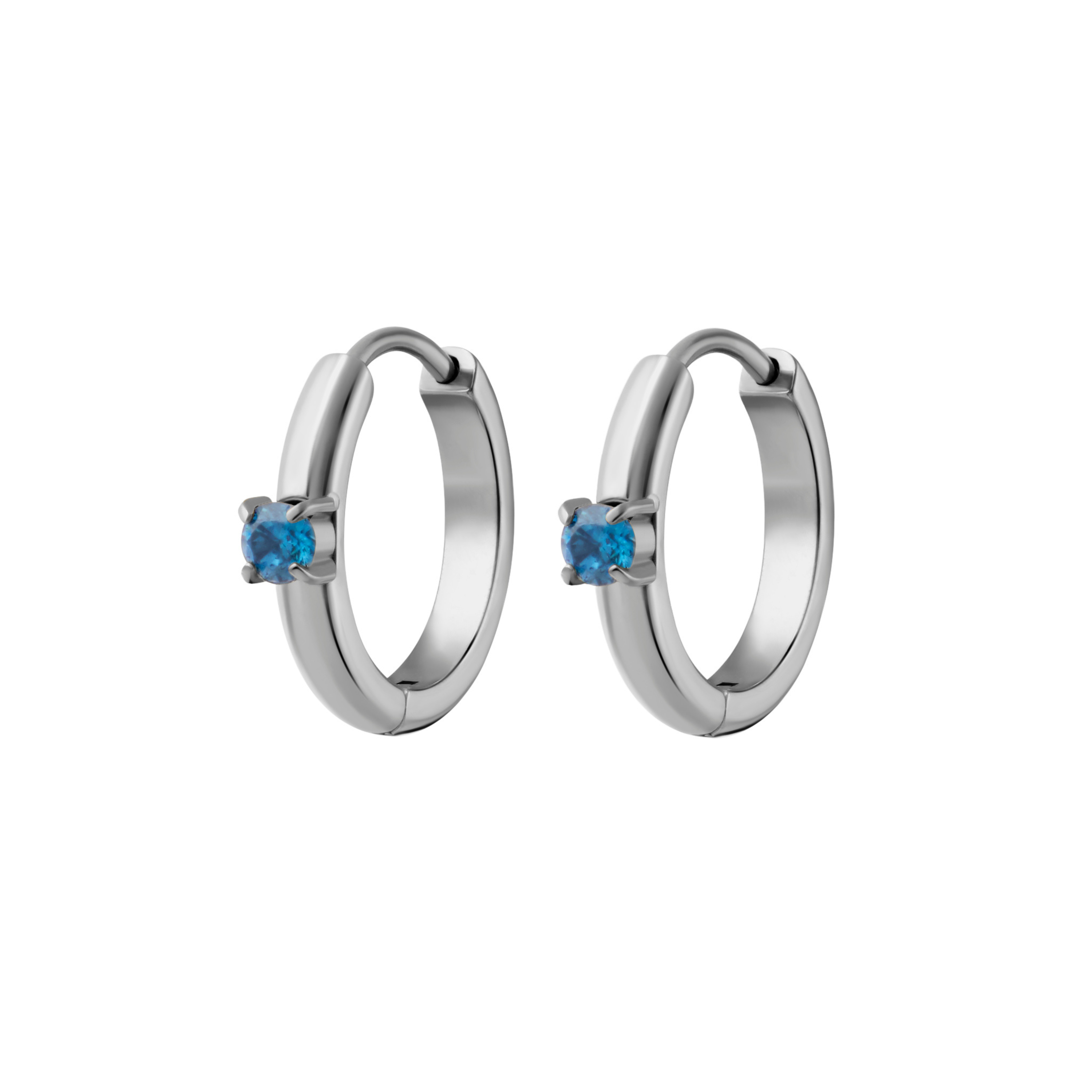 Titanium Solitaire Hoops - Storm Blue