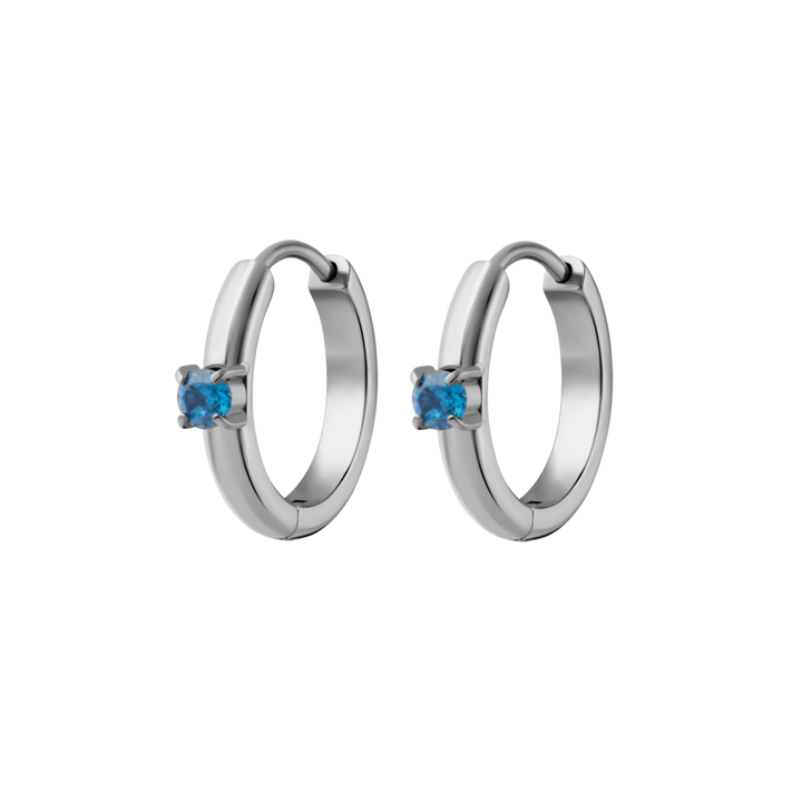 Titanium Solitaire Hoops - Storm Blue