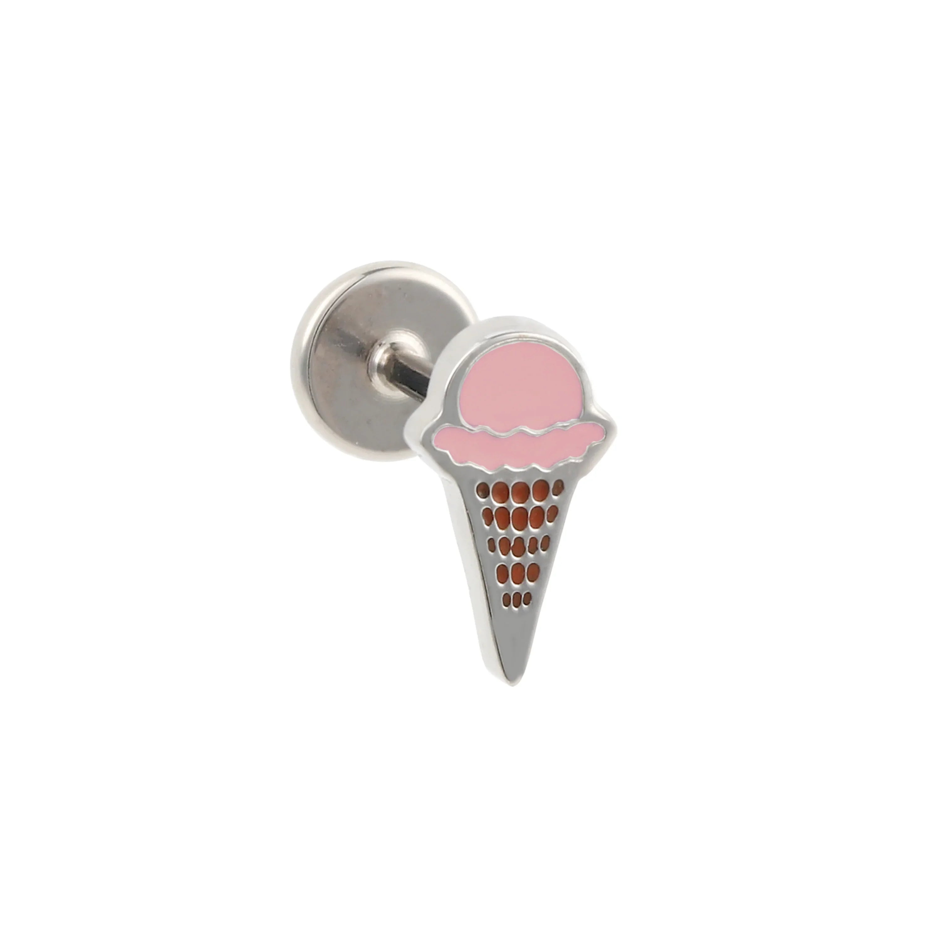 Ice Cream Cone Enamel Flat Back Stud